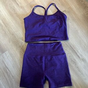 Spacedye Slim Racerback Cropped Tank and Bike Shorts Purple
